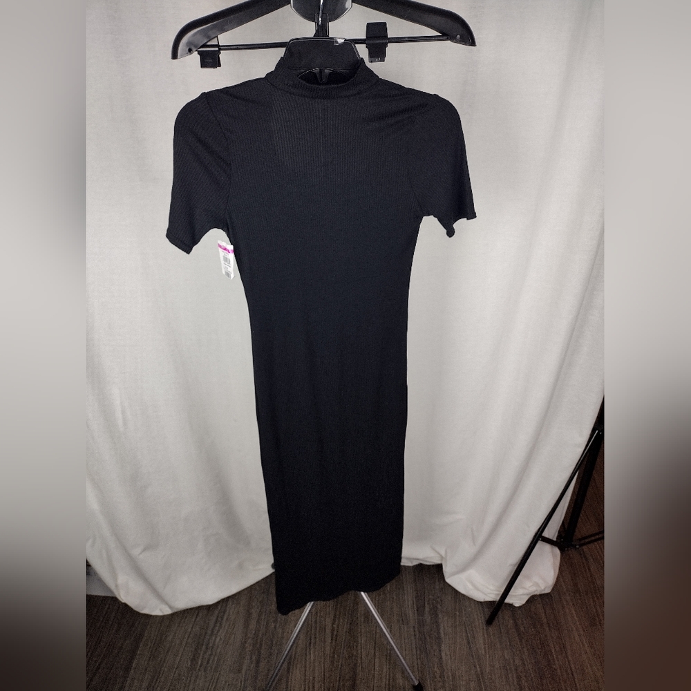 LOVE ADY NECK CUTOUT RIB KNIT BLACK DRESS SIZE XS (0-2) NWT - Picture 9 of 15